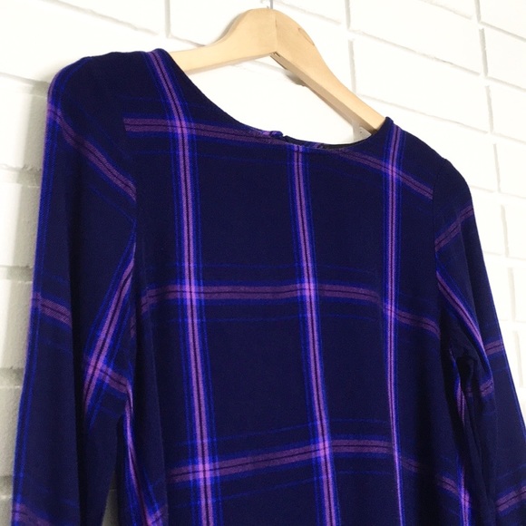 ⚡️$10⚡️Sanctuary | Purple/Blue Plaid Flannel Ruffled-Cuff Top - Picture 5 of 16